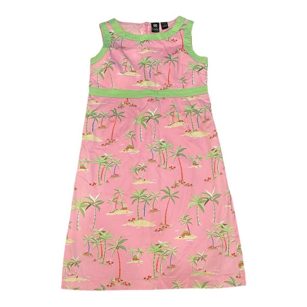 La Boheme Pink and Green Palm Print Midi Dress- perfect vacation dress!